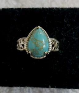 Mojave Blau Türkis Solitär Ring Größe 7 Platiniert - Bild 1 von 11