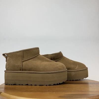 Womens Ugg Ultra Mini Platform Chestnut Brown Pull On Ankle Boots Booties Size 8 - Image 1 of 4