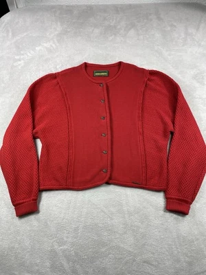 Cárdigan suéter de lana hervida roja Geiger para mujer vintage Austria talla 42 Foto 1 de 4