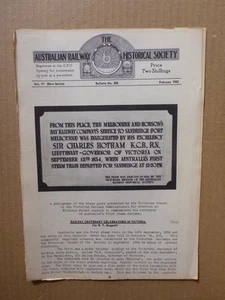 Publicación del boletín de la Sociedad Histórica Ferroviaria Australiana 1955 - febrero - Imagen 1 de 1