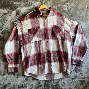 Damen Gr. XL rot kariert Fleece Flanell Oversize Langarm Shacket Jacke Neu ohne Etikett - Bild 1 von 9