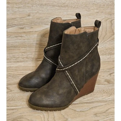 Diba Alberta Wedge Zipper Ankle Boots Vegan Leather Booties Shoes Womens 7.5 M  - Image 1 of 4