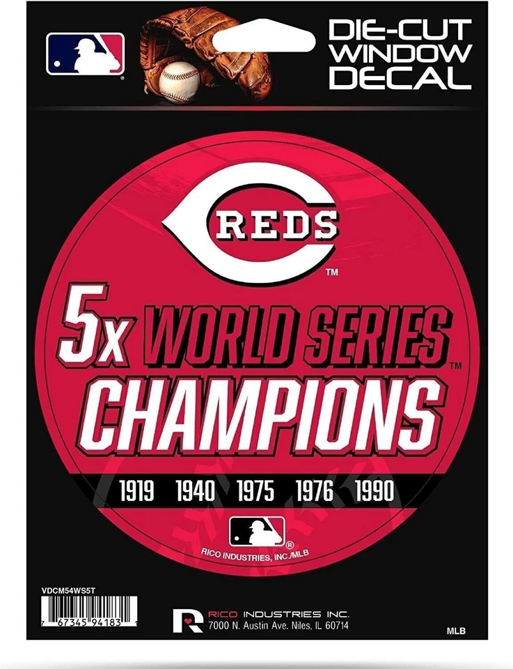 Cincinnati Reds 5" Decal Sticker 5X Time Champions Flat Vinyl Auto Emblem... - Image 1 of 1