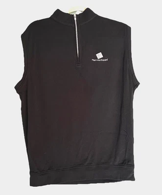 Chaleco Peter Millar Hombres Grande Algodón Cuello Simulado 1/4 Cremallera Negro Casa de Juegos Cuadrado Golf Foto 1 de 4
