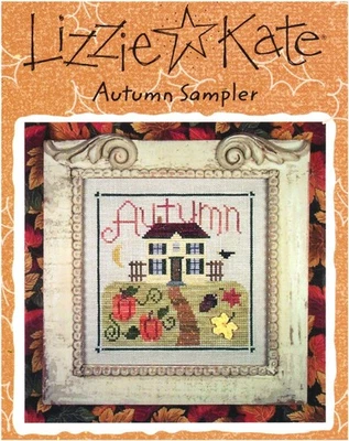 Lizzie Kate AUTUMN SAMPLER Cross Stitch Leaflet ONLY ~ house / pumpkins / acorn - Image 1 of 4