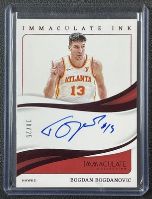 BOGDAN BOGDANOVIC 2023-24 PANINI IMMACULATE #II-BBA INK RED AUTO 10/25 HAWKS - Image 1 of 2