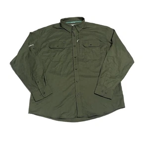 Poncho Olive Green Long Sleeve Button Up Shirt Mens L Regular Fit “Bergara” Logo - Picture 1 of 9