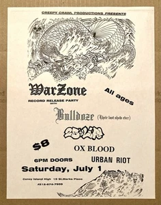 WARZONE BULLDOZE 25 TA LIFE OX BLOOD + 7/1/95 CONEY ISLAND HIGH NYC NYHC - Picture 1 of 2