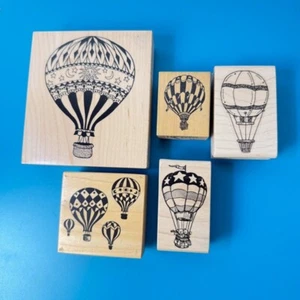 Hot Air Balloons~Flight~Transport~Hobby~Aeronaut~5 Rubber Stamps~Mixed Brand - Picture 1 of 11