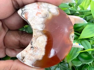 Carnelian Flower Agate Moon - 2.1" Carnelian Flower Agate Moon - 56g Red - Picture 1 of 9