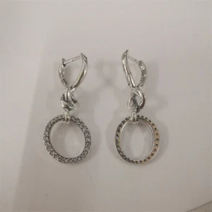 Pandora Oval Knotted Heart Drop Earrings S925 Ale - Picture 1 of 4