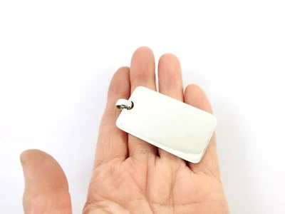 Heavy 925 Sterling Silver ID Dog Tag Pendant Top. 2" x 1.2", 27 grams - Image 1 of 4