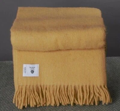 Wolldecke 160 x 130cm 100% reine Neuseeländiche  Schurwolle Senfgelb - Bild 1 von 3
