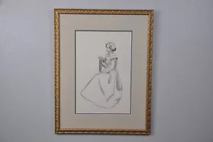 Vintage 1940s Woman , Paris Woman, Framed Women In Dress , Parisian Art, Woman - Picture 1 of 3