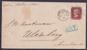 1876 1d Red Pl 192 FH London to Uleaborg Finland Fine Finnish + Russian Transits - Picture 1 of 2