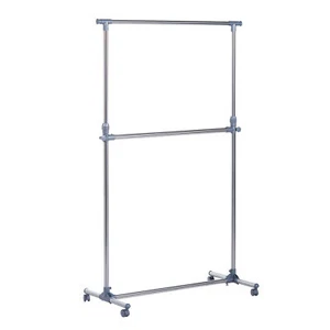 HOMCOM Riel de Ropa Ajustable Portátil Soporte para Colgar Ropa Rack Ruedas - Imagen 1 de 11