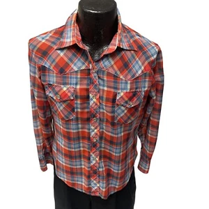 Vtg 70 80’s Women's Red Blue PLAID Western HIPPIE Cowboy PEARL SNAP Rodeo Shirt - Picture 1 of 8