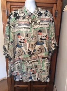 Camisa de béisbol tema SILK CLUB manga corta abotonada 100 % seda talla 3X - Imagen 1 de 5