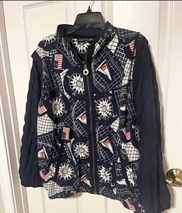 VINTAGE Mureli Jacke Large Damen rot weiß blau 80er 90er Full Zip Retro " - Bild 1 von 9