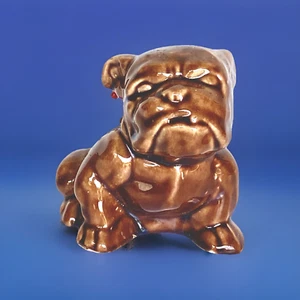Vintage Small Brown Bulldog Ceramic Planter/Pin Cushion, Morton Pottery 4" - Picture 1 of 10