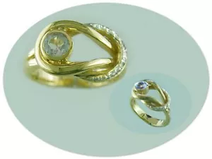 18KT GOLD OVER STERLING SILVER WHITE TOPAZ & DIAMOND RING-10 - Picture 1 of 1