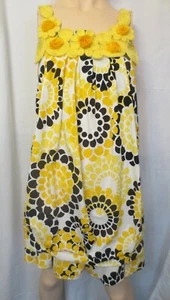 B. Darlin Women's Floral Sun Dress Black White Yellow Cotton Lined Sz 9/10 - Picture 1 of 8