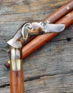 Nautical Solid Brass Lion Head Handle Wooden Walking Stick Cane bull dog - Picture 1 of 5