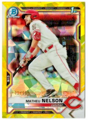 MATHEU MAT NELSON 2021 Bowman Draft Sapphire #BDC-103 Reds YELLOW /99 1st RC SP! - Image 1 of 2