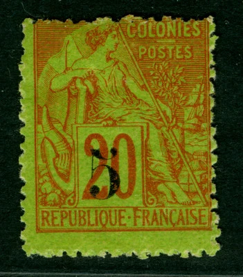 French SENEGAL 1887  Commerce  5c on 20c red  Scott # 3  mint MH  - Scarce - Image 1 of 2