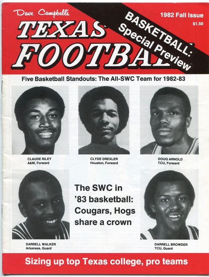 1982 Dave Campbell's Texas Fútbol Baloncesto Fall Clyde Drexler 88557b56 Foto 1 de 1