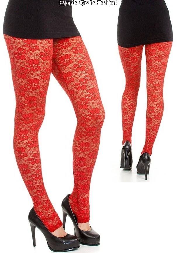 15 Colors Gorgeous Bright & Sexy Stretch Lace Footless Leggings S M L - Image 1 of 1