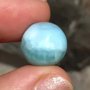 10.0ct 13.8x6.8mm High Dome Round Blue Larimar Cabochon Loose Gem - Picture 1 of 12