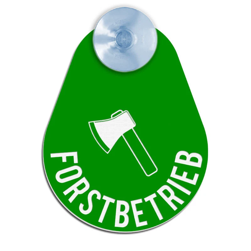 2er Set Saugnapf-Schild 'Forstbetrieb' – Acryl, 5x20 Cm, Für Auto-Windschutzscheibe