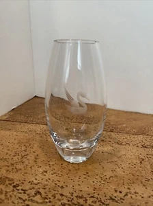 VTG Crystal Vase 6” Tall Etched Swan Scandinavian MCM Glass - Picture 1 of 8
