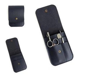 Bolsa de almacenamiento de maquillaje para funda cortadora de uñas pinzas cuero vaca negro W819 - Imagen 1 de 7