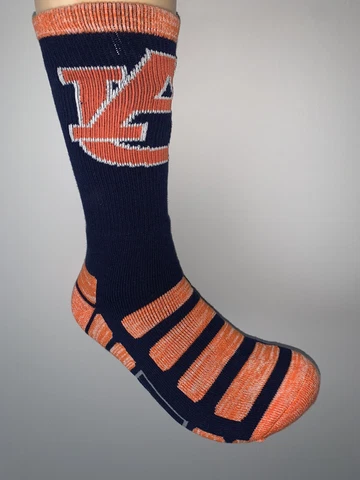 AUBURN TIGERS NCAA COLLEGE LOGO VORTEX CREW LENGTH SOCKS MENS LARGE Cover