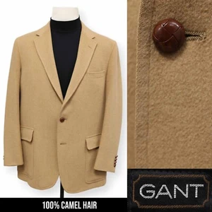 VINTAGE CAMEL HAIR mens solid beige tan sport coat suit jacket blazer 46 R - Picture 1 of 15
