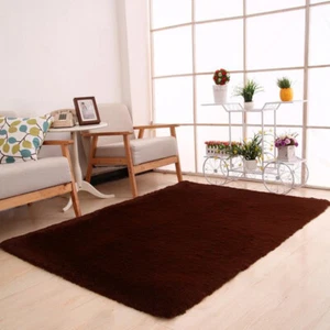 Fluffy Rugs Anti-Skid Shaggy Area Rug Dining Room Carpet Floor Mat Home Bedroom@ - Picture 1 of 34