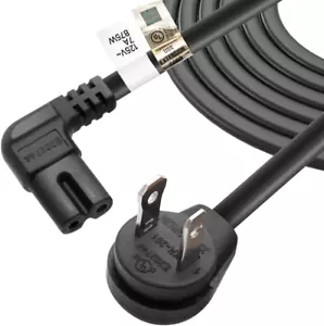 FIRMERST 2 Prong 12 Feet Right Angle Power Cord 18AWG for TV, Switch, Printer - Picture 1 of 12