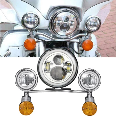 Barra de luces antiniebla de paso de 4,5" y faros LED de 7" para Harley Road King Classic FLHRC Foto 1 de 4