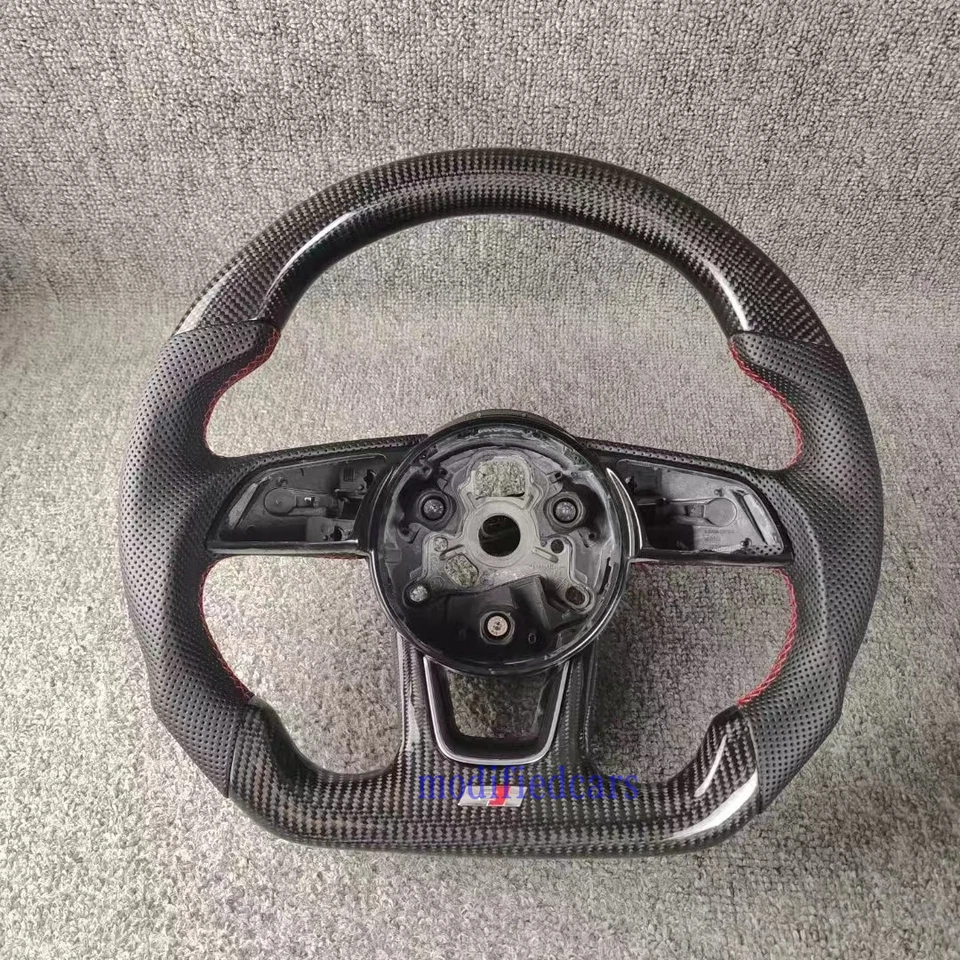 Volante personalizado de fibra de carbono tipo D Racing Design para Audi A4 2017-2020 Foto 1 de 4