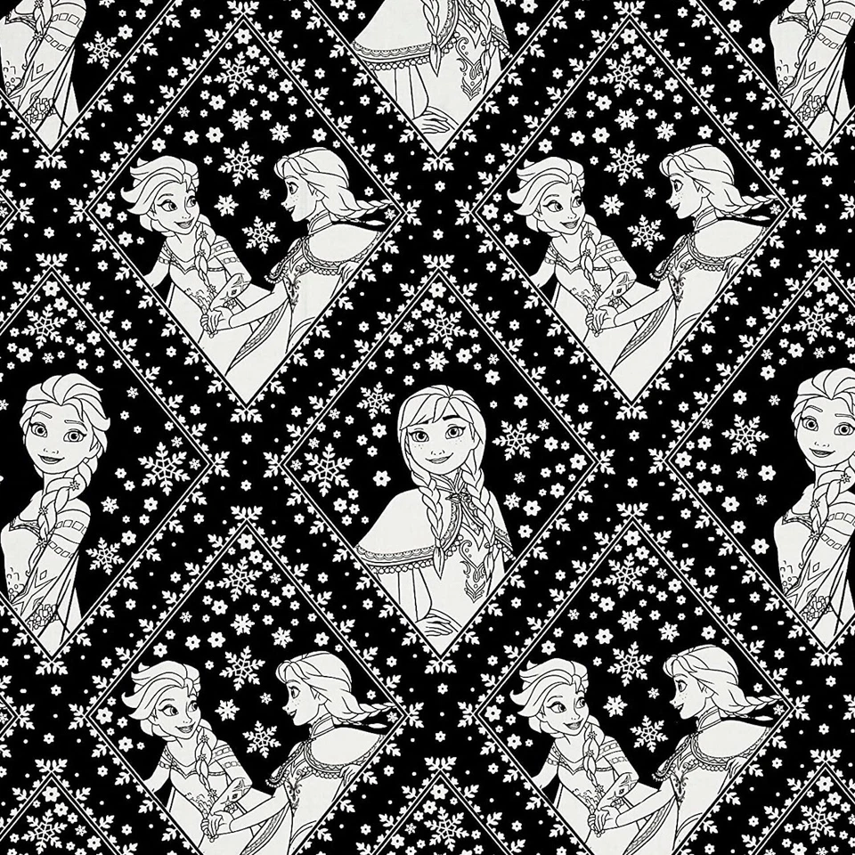 Disney Frozen Sisters Damasco Negro 100% Algodón Tela por Yarda Foto 1 de 1