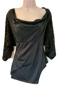 McQ Alexander McQueen black lace asymmetric Blouse Size Small 8 10 - Picture 1 of 12