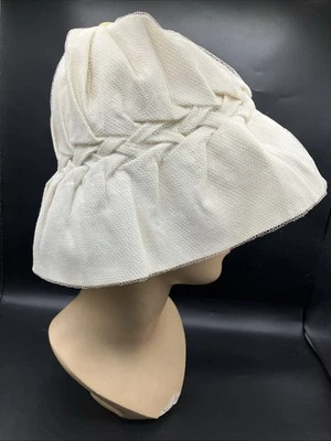 Vintage 30s Mesh Overlay Brimmed Beach Summer Bucket Hat Sun - Image 1 of 4