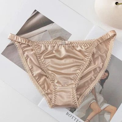 2Pcs New Lot Womens Sexy Satin Panties Briefs Low Waist String Bikinis Lingeries - Image 1 of 4