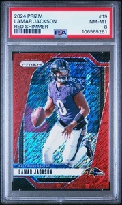 2024 Panini Prizm FOTL Lamar Jackson Red Shimmer /35 PSA 8 Ravens PMJS - Picture 1 of 2
