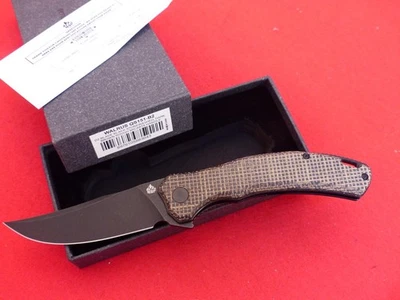 QSP Walrus Trailing Point Liner Lock Knife Brown Rough Micarta (3.4" Stonewash) - Image 1 of 4