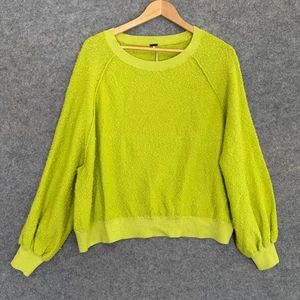 Free People Found My Friend Pullover Sweater Womens Large Lime Green Oversized - Picture 1 of 12