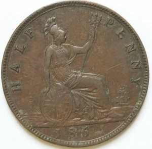 Moneda de 1/2 penique Gran Bretaña 1861 error de acuñación: error de mitad - Imagen 1 de 6