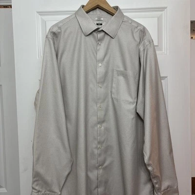 Camisa de vestir Joseph Abboud talla 19 38/39 alta beige a cuadros Foto 1 de 4